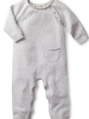 Hope & Henry Baby Raglan Gray Knit One-Piece Romper